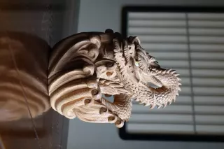 Traditional Japanese dragon sculpture in Japanese carved wood style