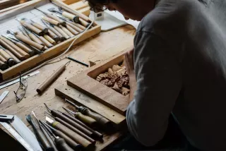 Traditional Japanese ranma architectural woodcarving panel